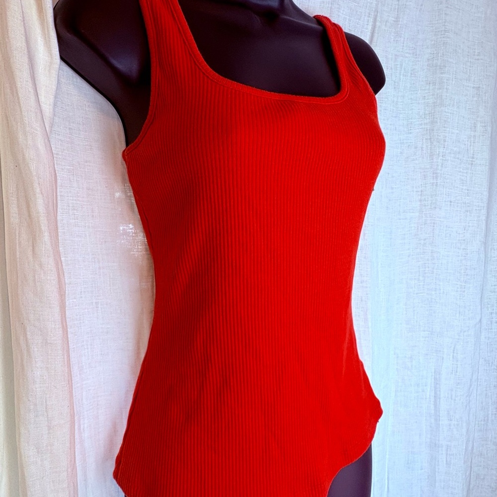 Anthropologie Soft Red Ribbed Tank Top